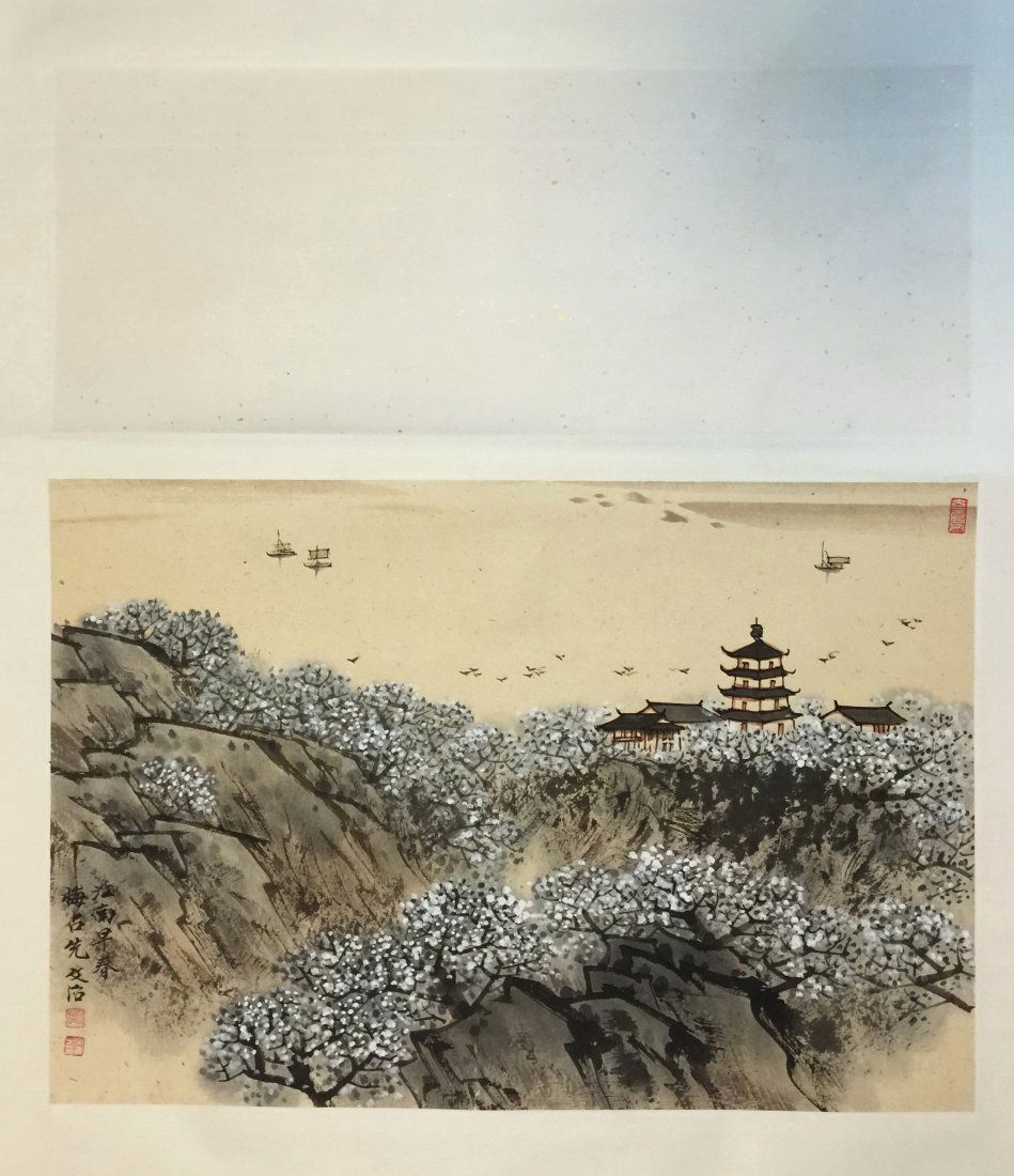 CHINESE SCROLL PAINTING OF RIVER VIEWS (1 of 5)