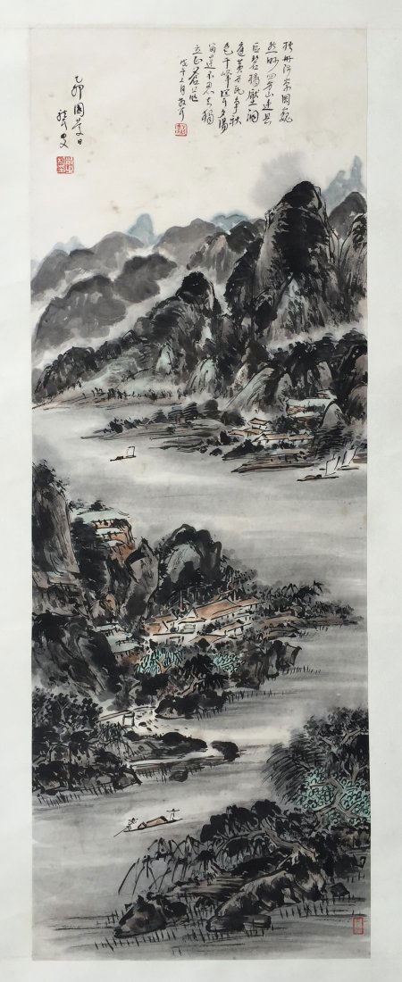CHINESE SCROLL PAINTING OF RIVER VIEWS (1 of 8)