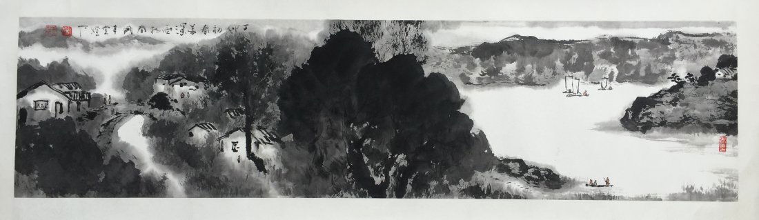 CHINESE SCROLL PAINTING OF RIVER VIEWS (1 of 4)