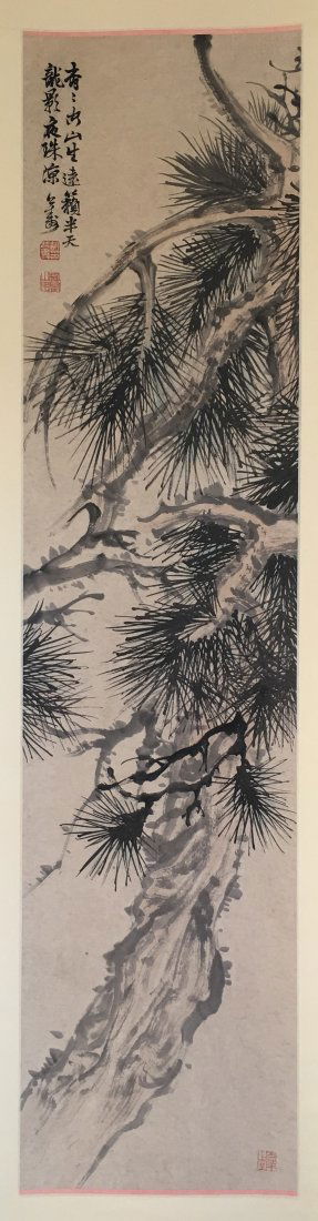 CHINESE SCROLL PAINTING OF PINE TREE (1 of 4)