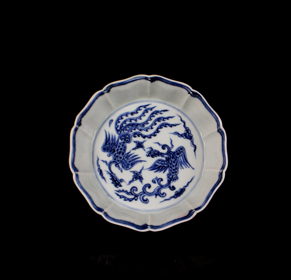 CHINESE PORCELAIN BLUE AND WHITE PHOENIX BRUSH WASH (1 of 5)