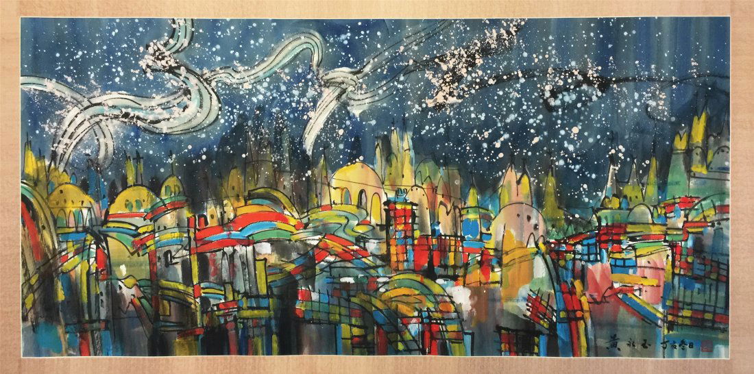 CHINESE SCROLL PAINTING OF CITY VIEWS (1 of 4)