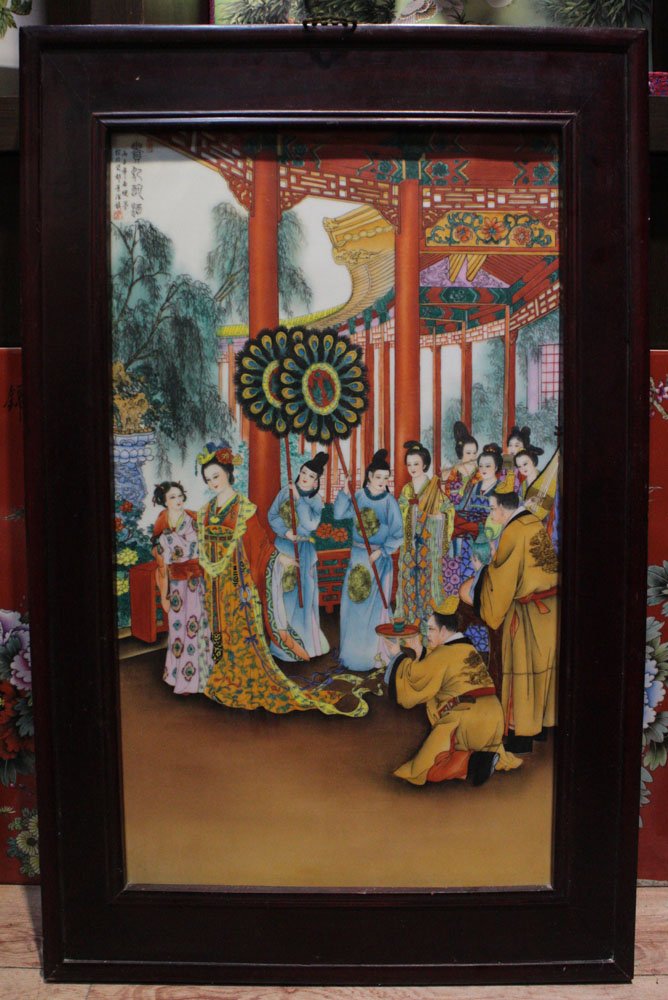 CHINESE PORCELAIN FAMILLE ROSE FIGURES PALQUE (1 of 6)