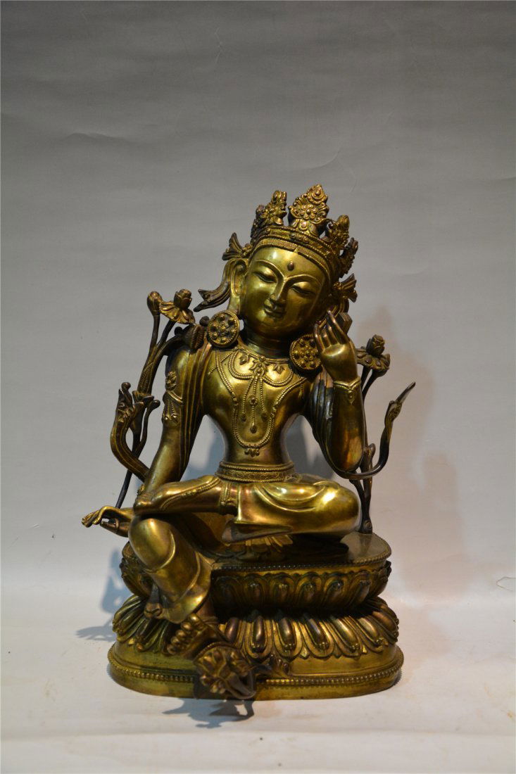 CHINESE GILT BRONZE SEATED TARA (1 of 9)