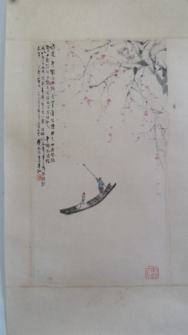CHINESE SCROLL PAINTING OF MAN IN BOAT (1 of 4)