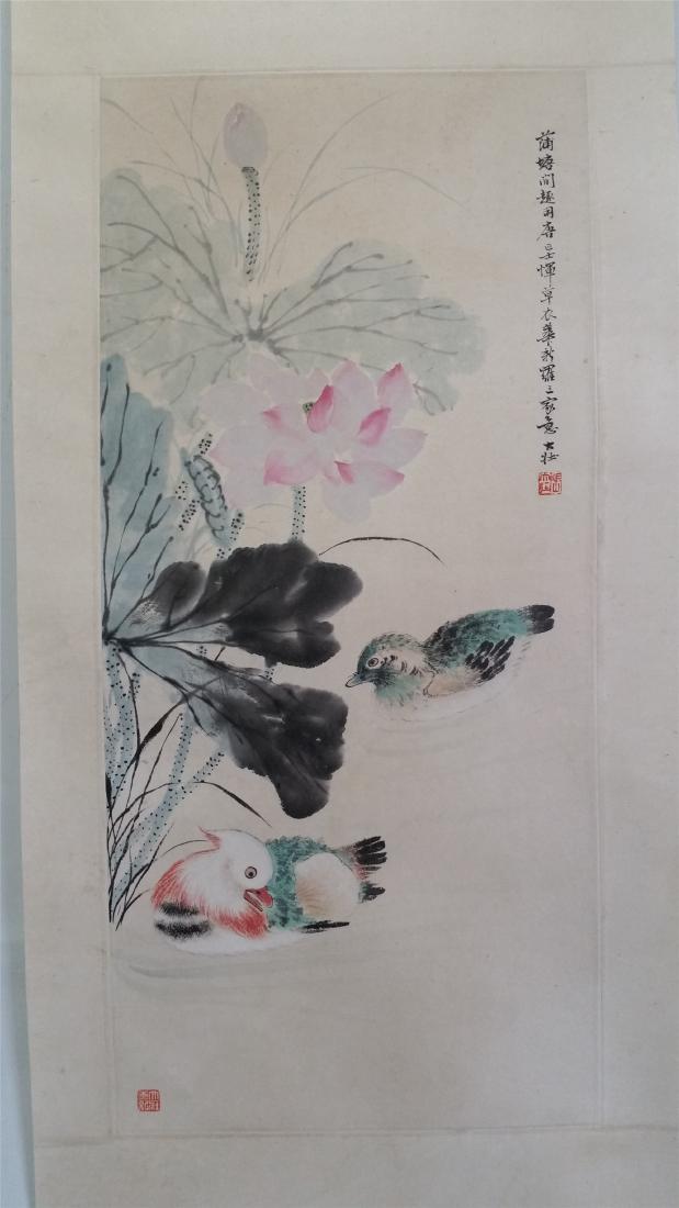CHINESE SCROLL PAINTING OF DUCKS AND LOTUS (1 of 5)