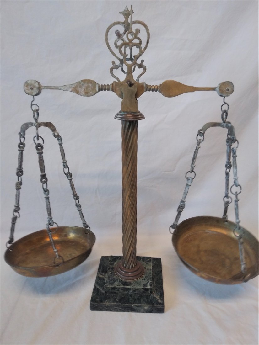 Brass Scale with Green Marble Base (1 of 5)
