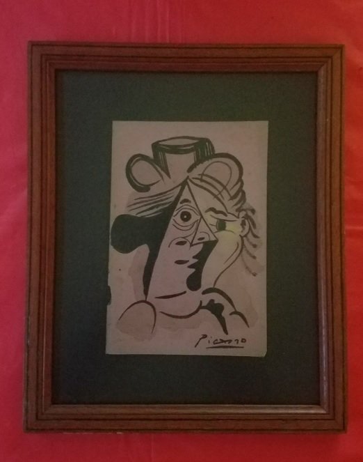 Picasso signed drawing/INK  a very small size (1 of 6)
