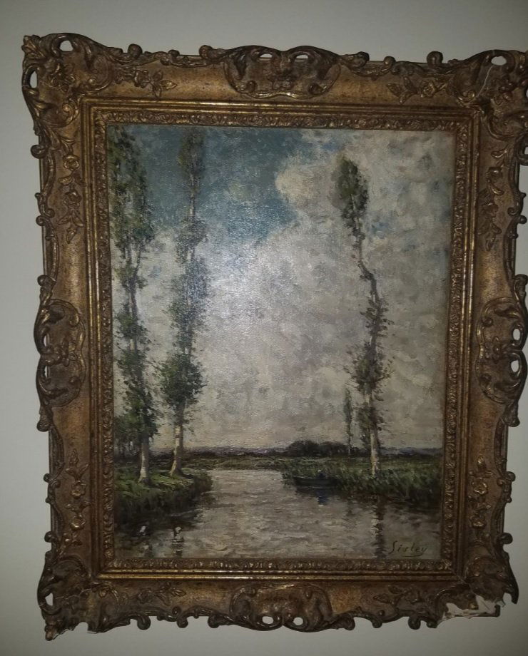 Sisley signed oil on canvas painting (1 of 10)