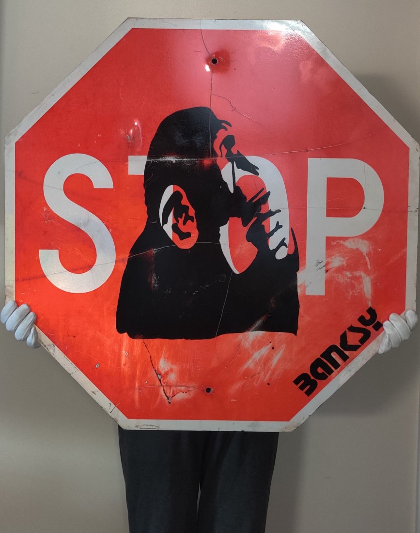 Banksy, Thinking Monkey street art (1 of 3)