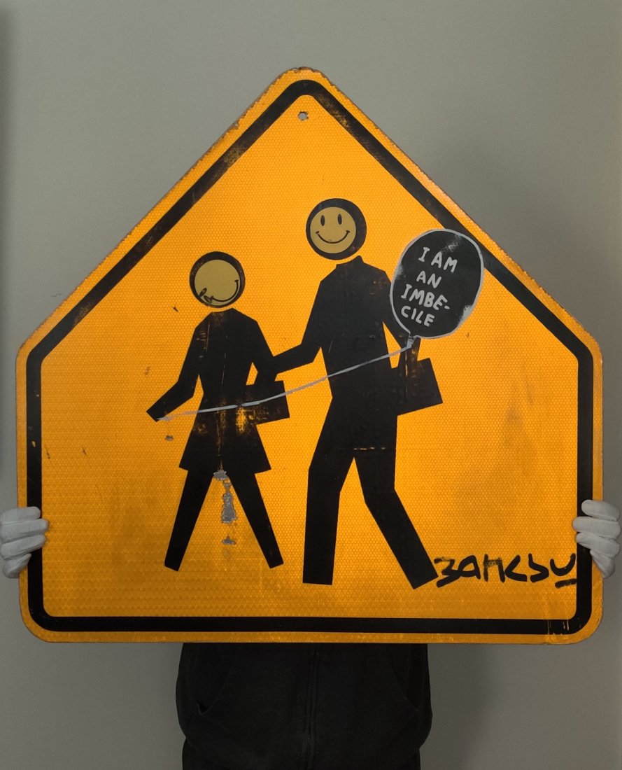 Banksy, I am an Imbecile street art (1 of 4)