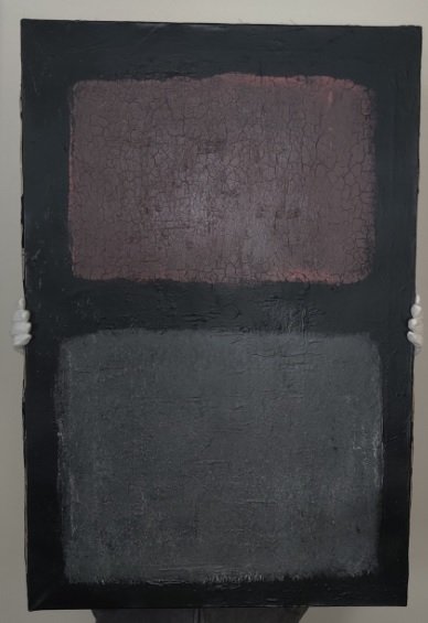 Mark Rothko, oil on canvas: Mark Rothko, oil on canvas, signed on the back of the painting, comes unframed. Dimensions: L 23 ½ x W 1 x 35 ½ H, weight approx. 5 lbs. Condition: signs of wear and age. Sale it as it i