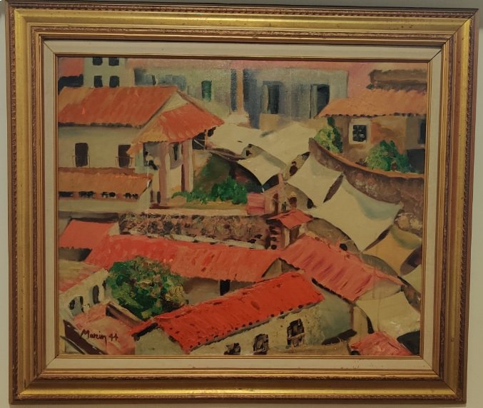 John Marin oil on canvas panel board: John Marin (1870 - 1953) oil on canvas panel board, framed with a real solid wooden frame, signed lower left corner. Dimensions unframed: L 29 x H 24 inches, framed L 37 x W 2 x H 32, 15 lbs. Conditio