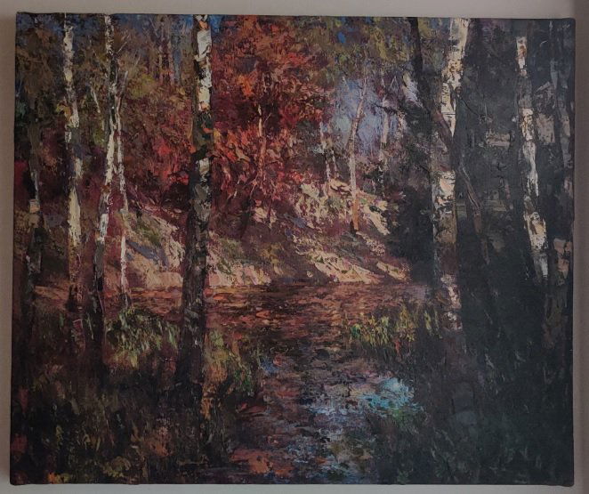 Wolf Kahn oil on canvas (ref 604): Wolf Kahn (1927 - 2020) oil on canvas, unframed signed lower right corner. Dimensions unframed: L 24 x H 20 inches, 3 lbs. Condition: signs of wear and age, general condition: good. Sale it as it is,