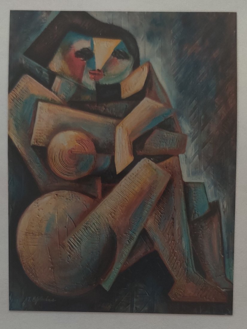 Teimouraz Edjibadze Cubist nude couple: Teimouraz Edjibadze (1959-) Cubist nude couple, acrylic on canvas, signed. Unframed, dimensions: L 18 x 24 H inches. Condition: minor signs of wear and aging, good condition. Sale it as it is, finale 
