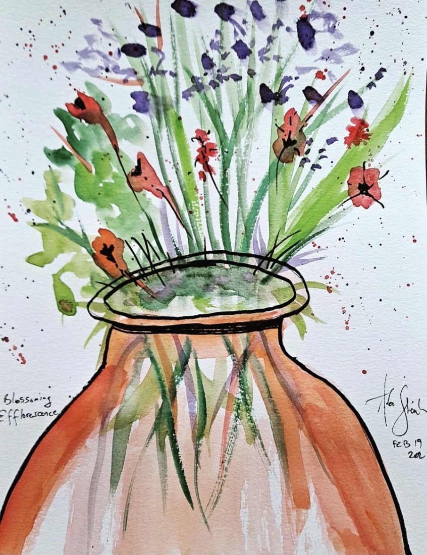 Blossoming Efflorescence of the Sons: Blossoming Efflorescence of the Sons by Abe Shainberg. Watercolor on paper, 9 x 12 inches (unframed) Provenance: directly from the artist. Abe Shainberg specializes in watercolor art and is a colorist