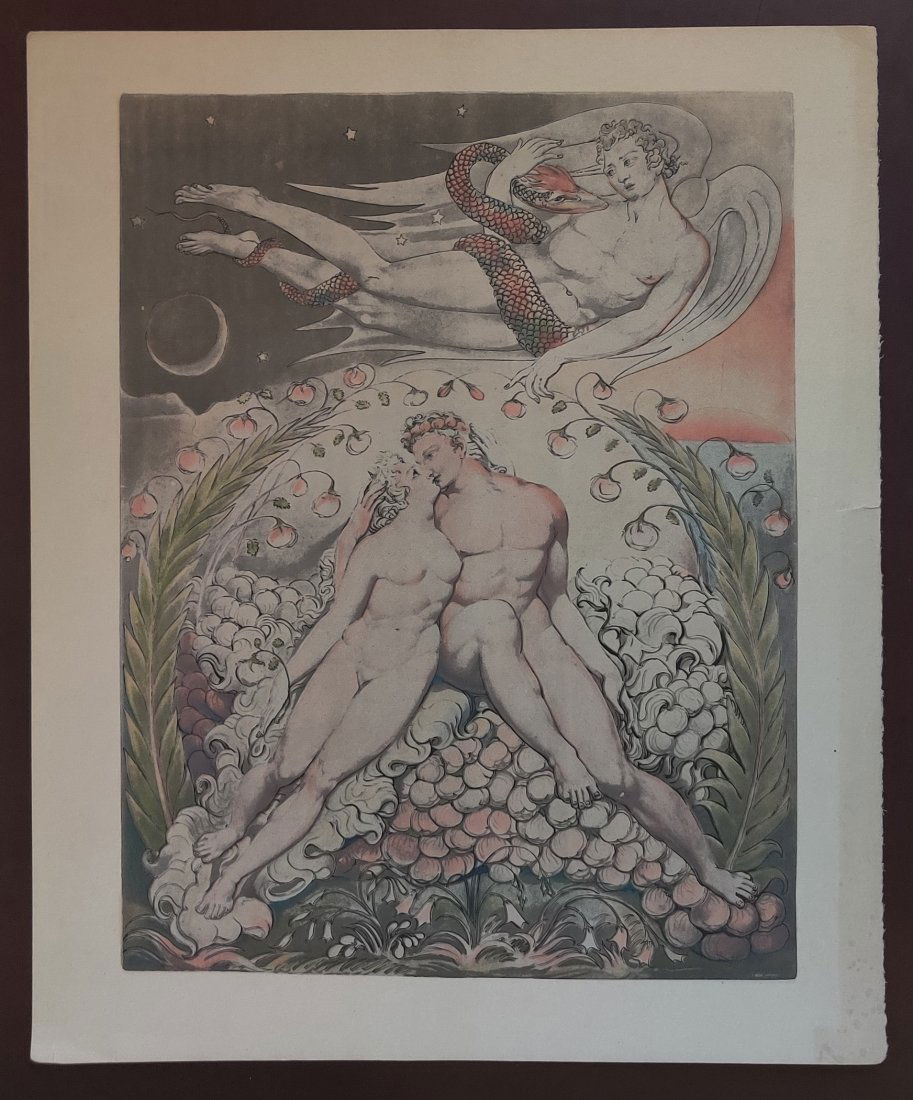 William Blake no.2 of 9: William Blake no.2, print on wove paper finished in ink. Dimensions unframed, L 13 x H 16 inches. Condition: good, please follow the pictures. Sale it as it is, finale sale, please read our terms and