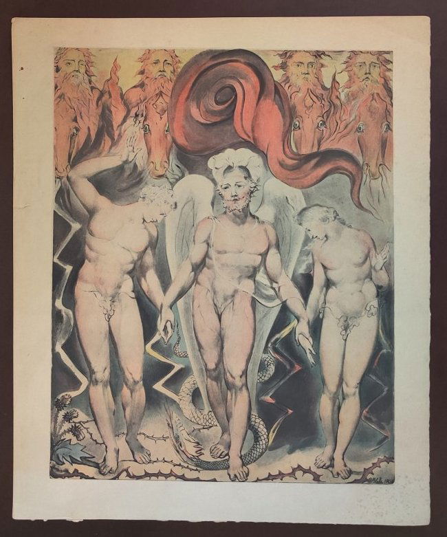 William Blake no.4 of 9: William Blake no.4, signed and dated 1805, lower right corner. Print on wove paper finished in ink. Dimensions unframed, L 13 x H 16 inches. Condition: good, please follow the pictures. Sale it as it