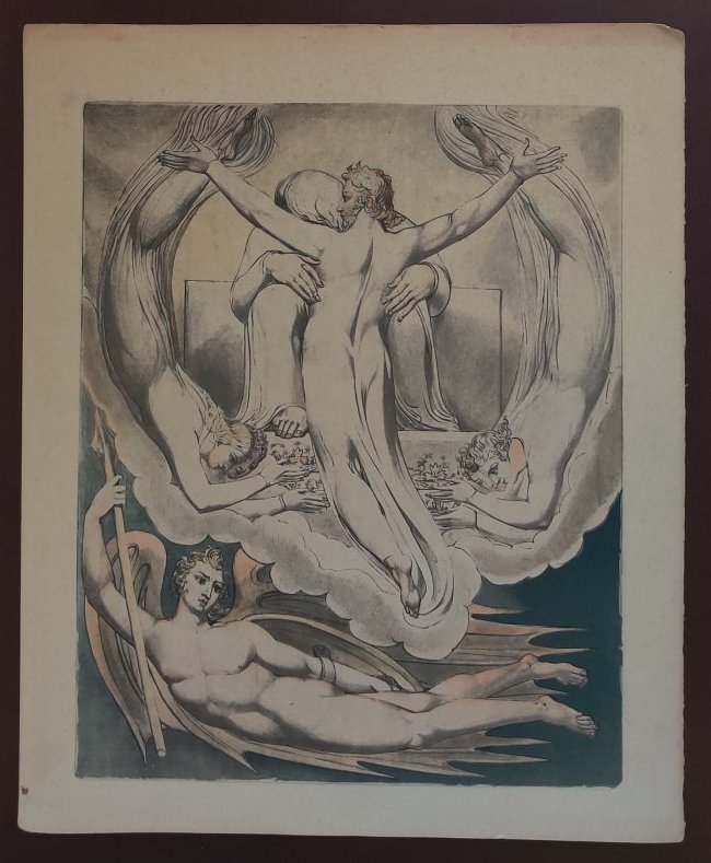 William Blake no.6 of 9: William Blake no.6, print on wove paper finished in ink. Dimensions unframed, L 13 x H 16 inches. Condition: good, please follow the pictures. Sale it as it is, finale sale, please read our terms and
