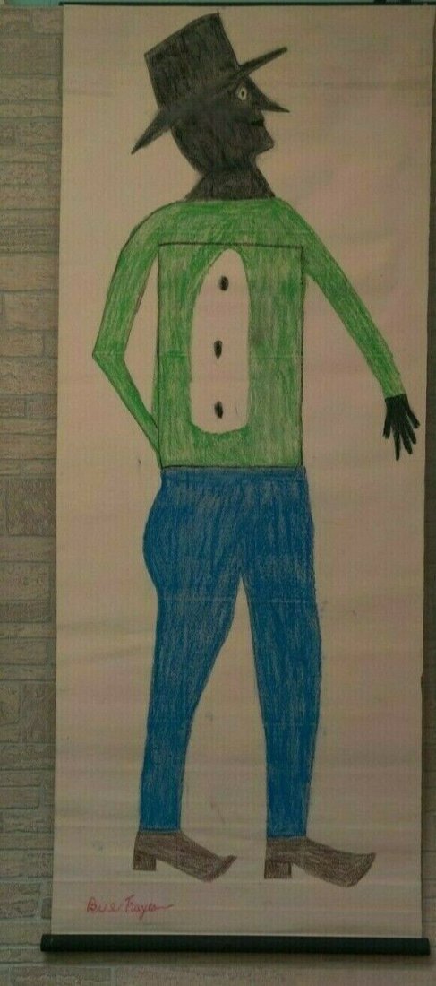 Bill Traylor, American outsider artist. Lot of 2 HUGE paintings on canvas: Bill Traylor, American outsider artist. Lot of 2 HUGE paintings on canvas signed.HUGE dimensions: L 36 (3 ft) x H 90 (7 ft, 6 in) inches unframed. Condition: good, please follow the pictures. Sale it