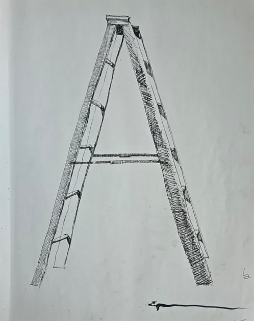 Andy Warhol ink drawing on paper 26 of 90 detached from a 1971 drawing pad (1 of 3)