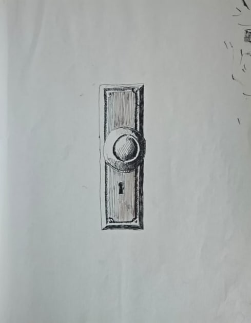 Andy Warhol ink and oil pastel drawing on paper 39 of 90 detached from a 1971 drawing pad (1 of 3)