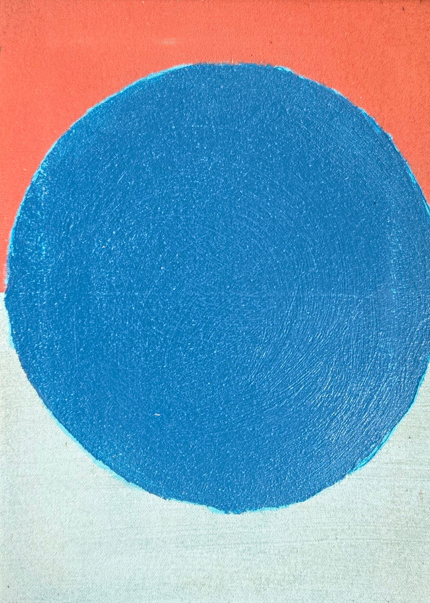 Etel Adnan oil on canvas Blue Planet: Etel Adnan, Blue Planet from planets series paintings of the artist. Oil on canvas signed on the reverse. Dimensions: L 10 x H 13 framed, L 8 x H 11 unframed artwork. Provenance: Private collection, N