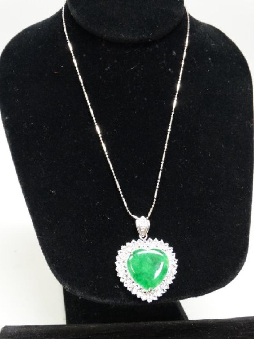 Green Jade Heart Pendant on Chain (1 of 3)