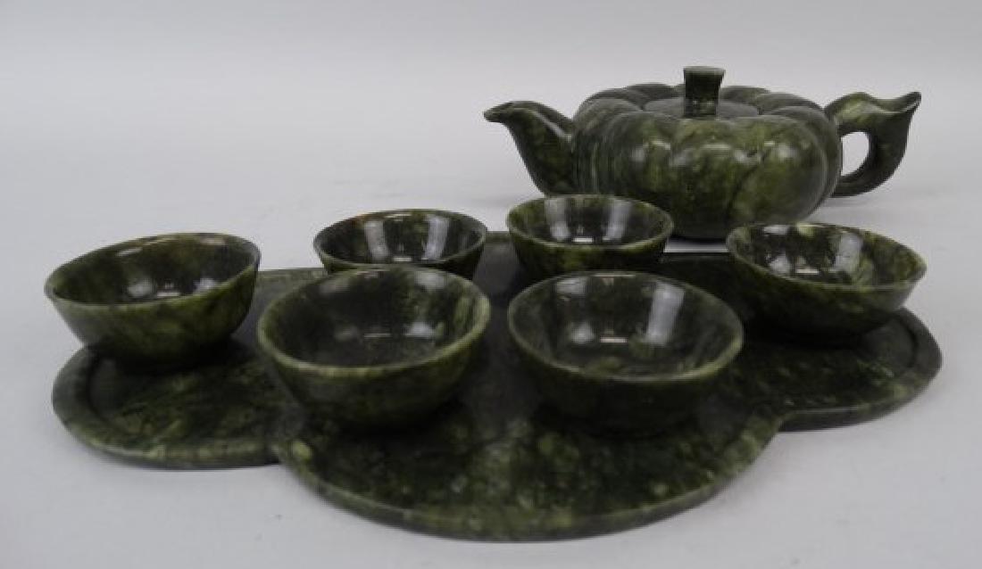 Carved Jade Tea Set w/ Tray (1 of 5)