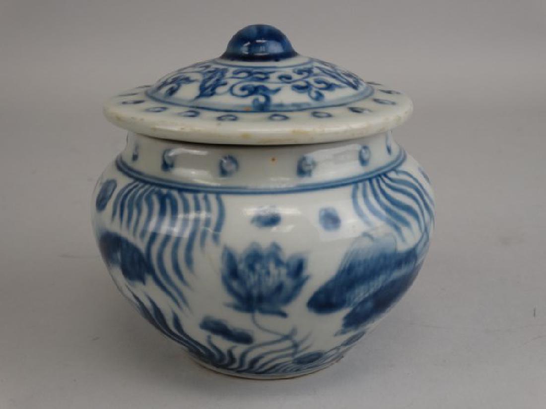 Chinese Ming Style B&W Lidded Jar (1 of 3)