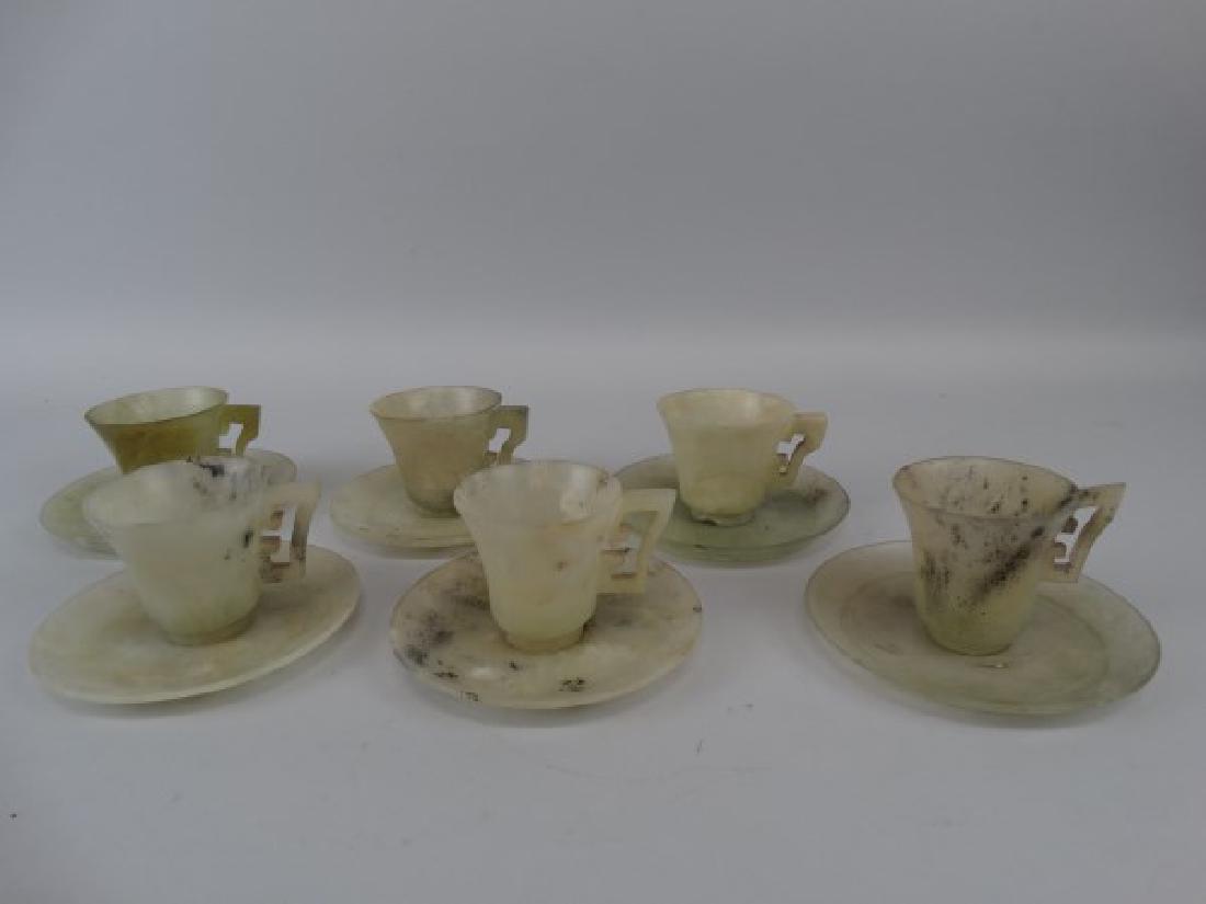 Chinese Jade Tea Set w/ 6 Cups and Saucers (1 of 5)