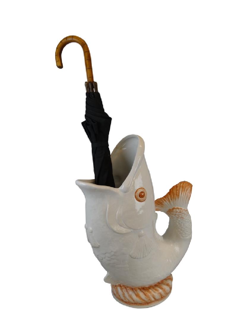 Italian Porcelain Fish Umbrella Stand: Italian Porcelain Fish Umbrella Stand Size : 22" H