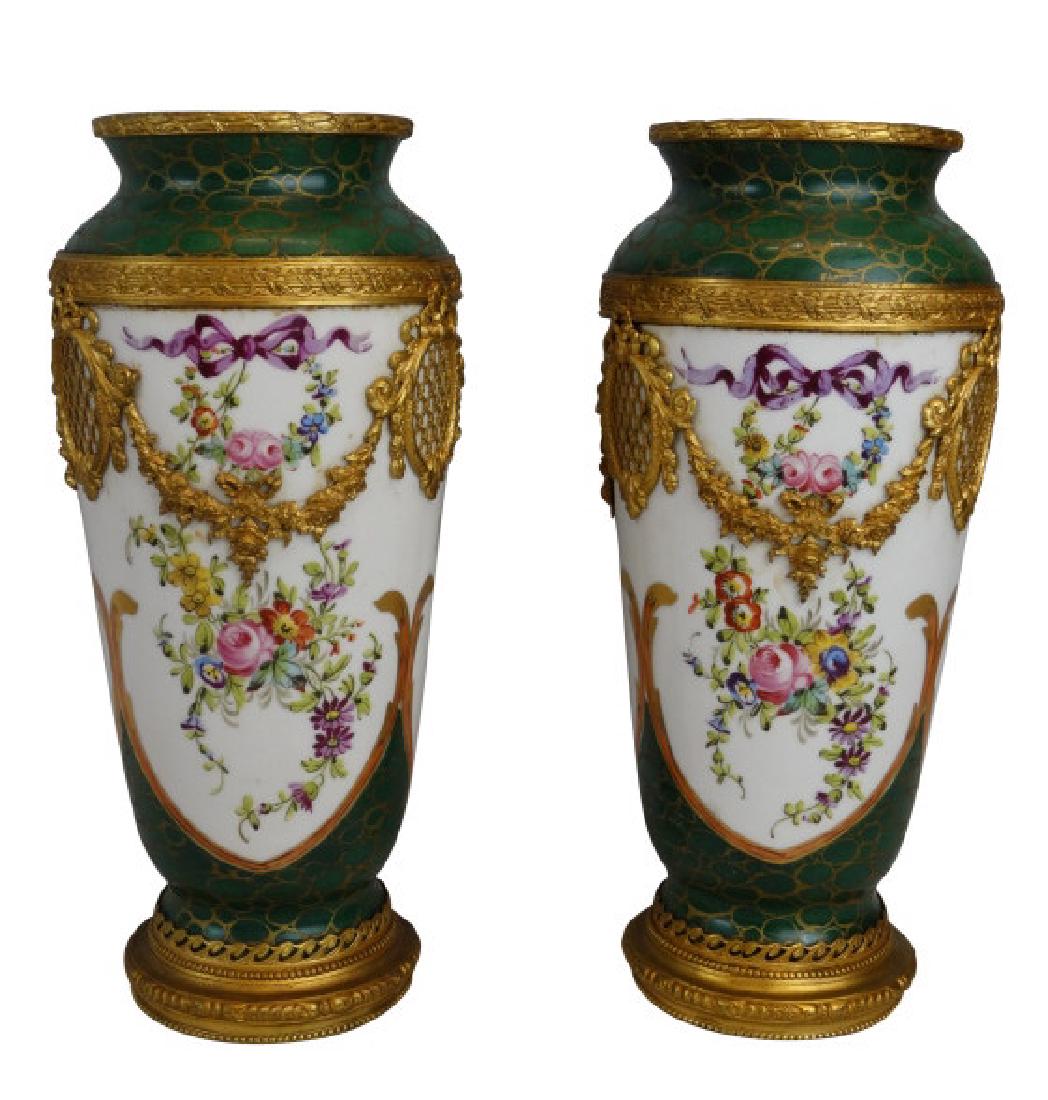 Pair of French Sevres Style Porcelain Vases c.1900 (1 of 6)