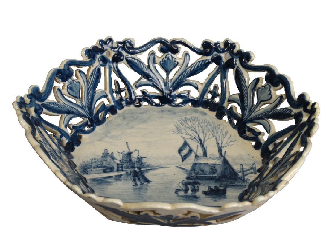 Antique Dutch Makkum Delft Reticulated Basket (1 of 4)