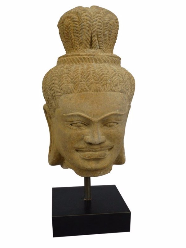 Thai Sandstone Mounted Bust of Buddha (1 of 5)