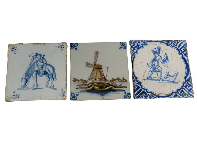 Group of 3 Antique Delft Tiles (1 of 4)