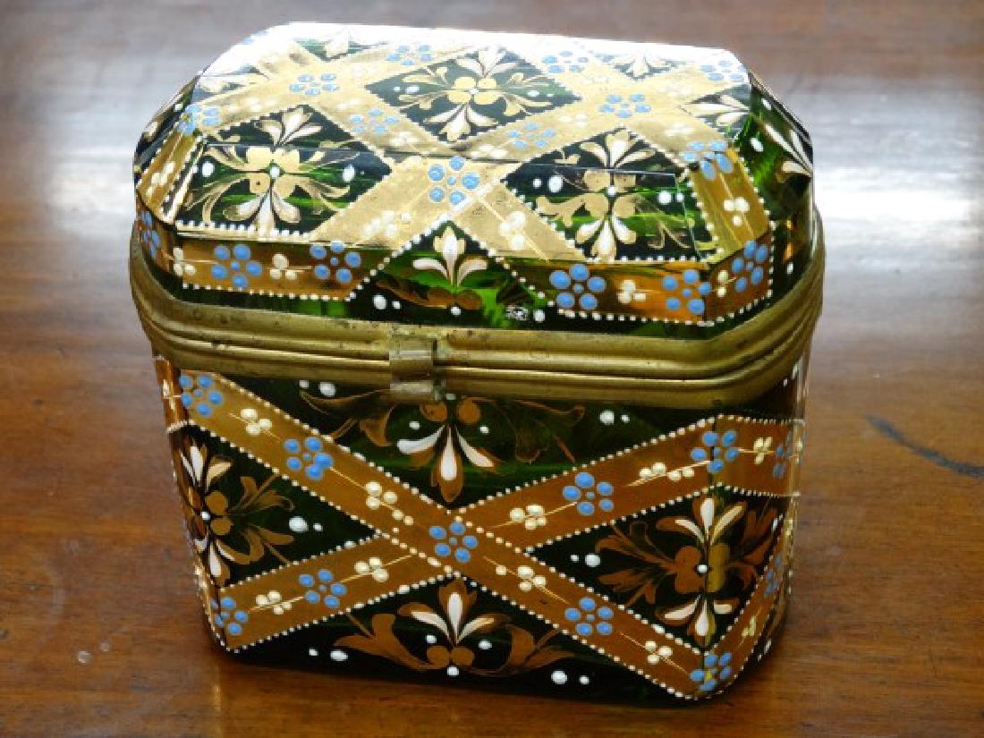 Finely Enamel Painted Moser Glass Box (1 of 5)