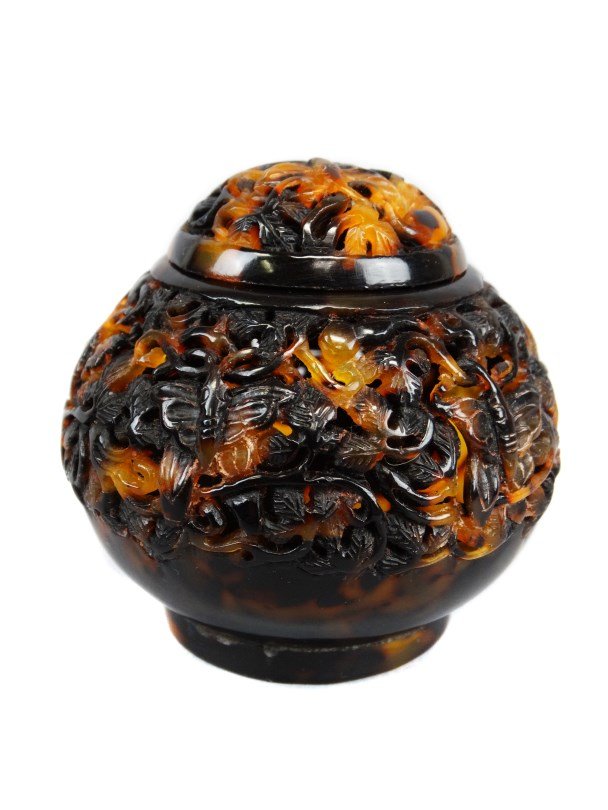 Carved Tortoise Shell Container. (1 of 4)