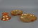 Lot of 2 Carnival Glass Dishes & Candlestick