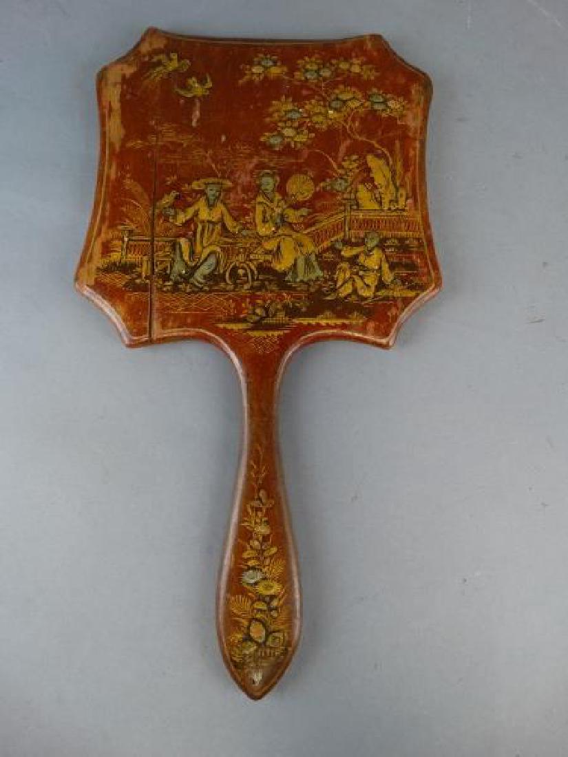 Chinoiserie Hand Mirror: Chinoiserie Hand Mirror Size : 15.25" H