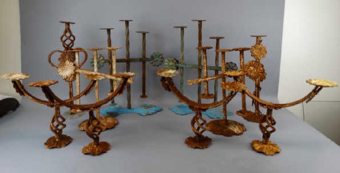 Lot of 10 Rustic Metal Candle Stands (1 of 4)