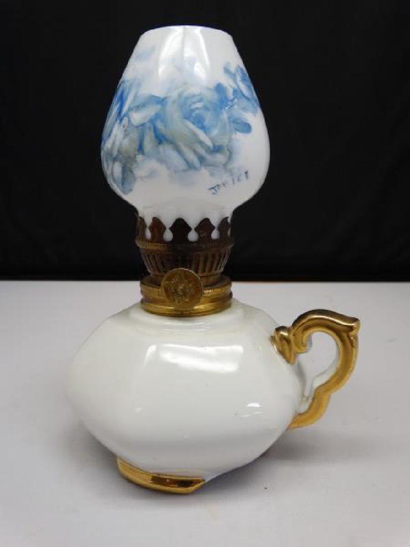 Oil Lamp w/ Handpainted and Signed Shade (1 of 1)