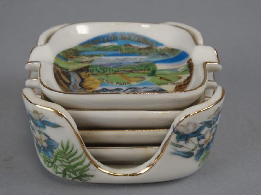 Vintage Porcelain Ashtray Set - Estes Park CO.: Vintage Porcelain Ashtray Set - Estes Park CO.