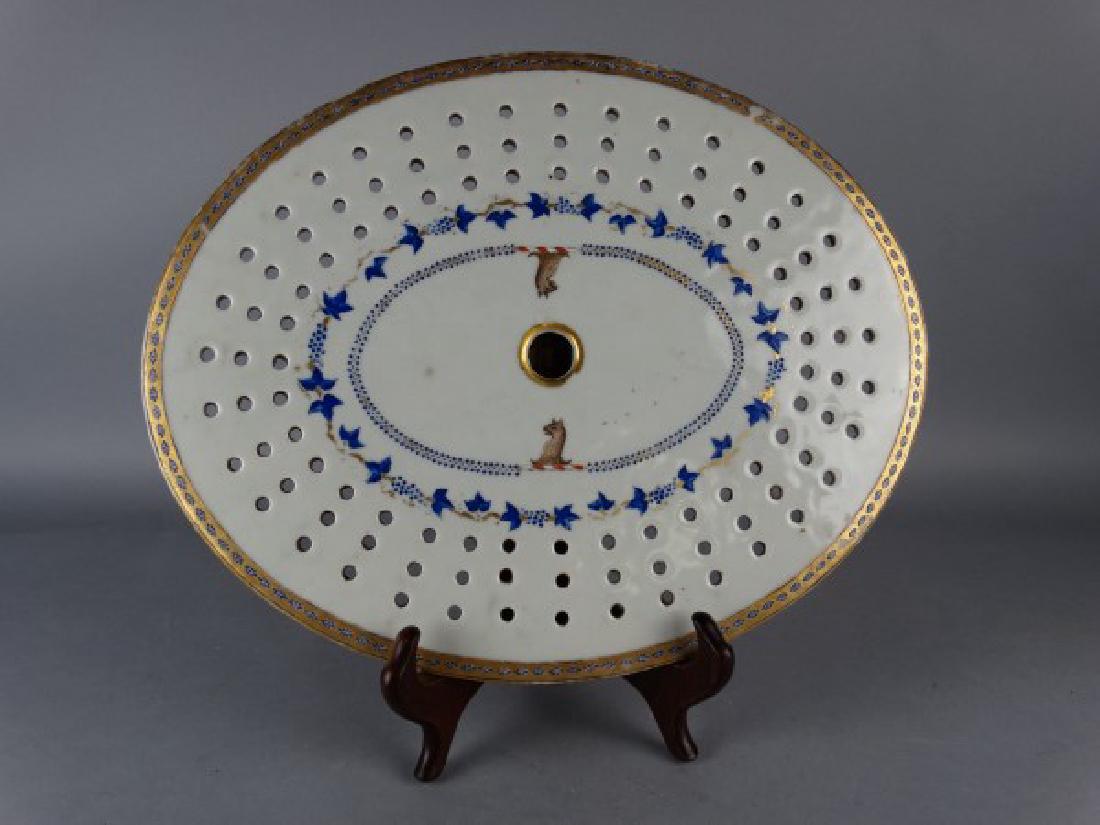 18c. Chinese Export Amorial Porcelain Strainer (1 of 6)
