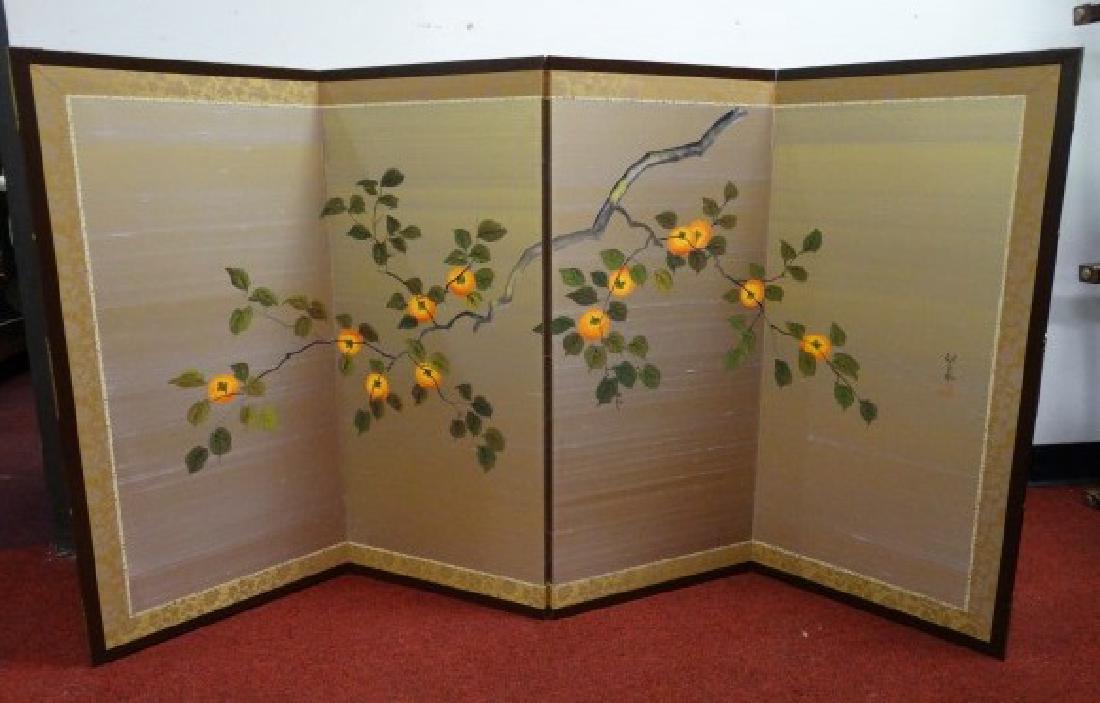 Japanese 4 Panel Screen - Peach Tree (1 of 3)
