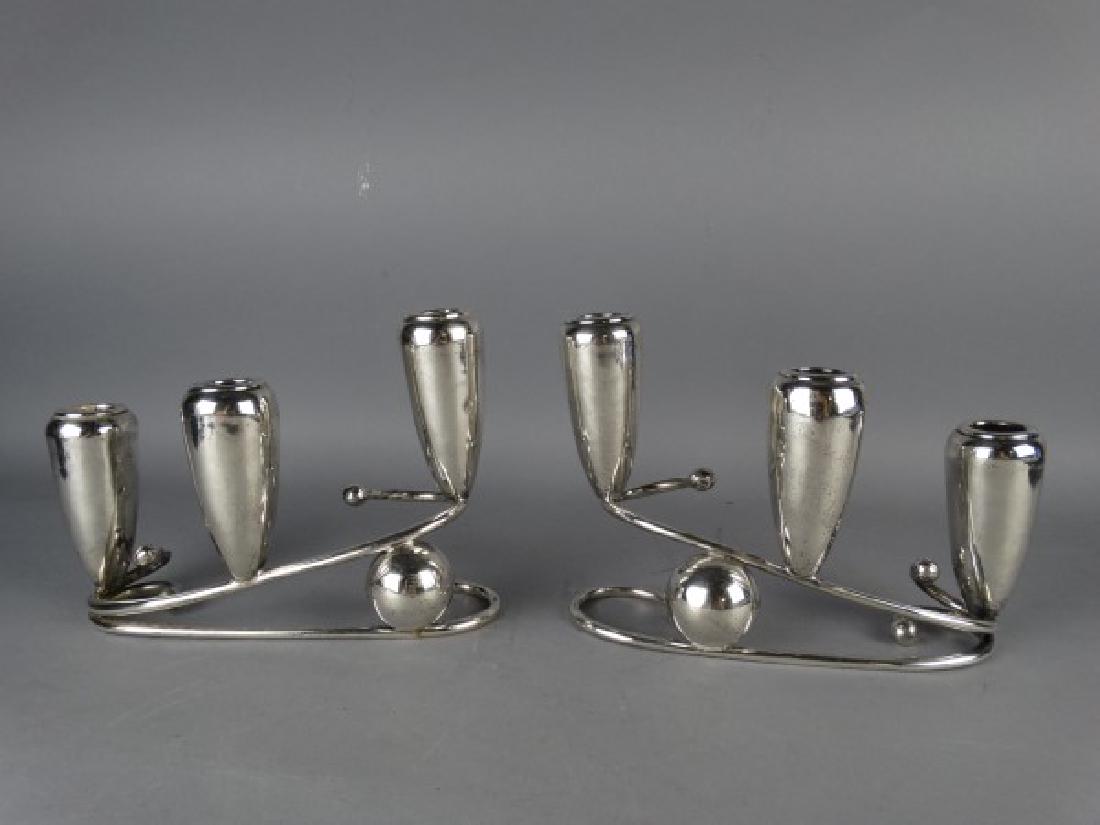Pr. of Mexican Sterling Silver Art Deco Candleabra (1 of 5)