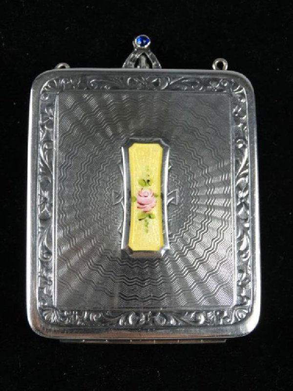 Very Ornate Silver Change Purse w/ Mirror: Very Ornate Silver Change Purse w/ Mirror. Mirror is cracked and could use replacement. Size : 3" x 2.25"