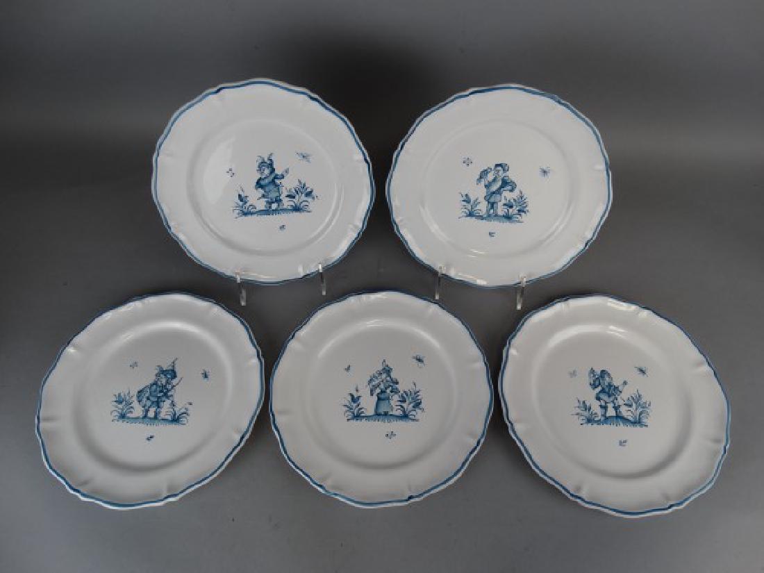 Lot of 5 Antique French Faience Moustiers Plates (1 of 7)