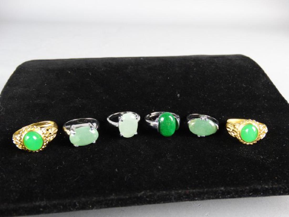 Grouping of 6 Jade Mounted Rings (1 of 6)
