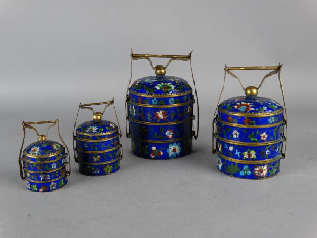 Grouping of 4 Cloisonne Stacking Containers (1 of 4)